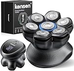 Kensen Shaver tête pour les hommes chauves - 2026 Nouveau rasoir à tête à double vitesse, rasoir électrique étanche avec 7D Têtes flottantes, Lames amovibles magnétiques, Facile à nettoyer, Longue durée de vie de la batterie, Cadeaux pour les hommes