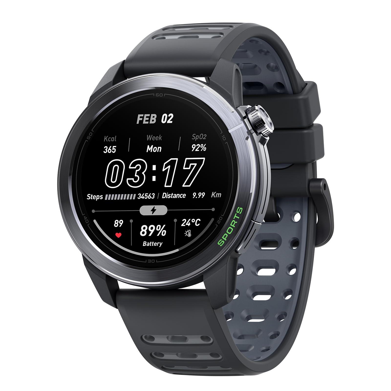 Mibro GS Active 2 Montre GPS Running Homme Femme, AMOLED 1,32", Coach Running 5K Semi-Marathon, VO2 Max, GPS Sport, Mode Padel Expert, Montre Connectée Sport 39g, 15 Jours Batterie(Gris Foncé)