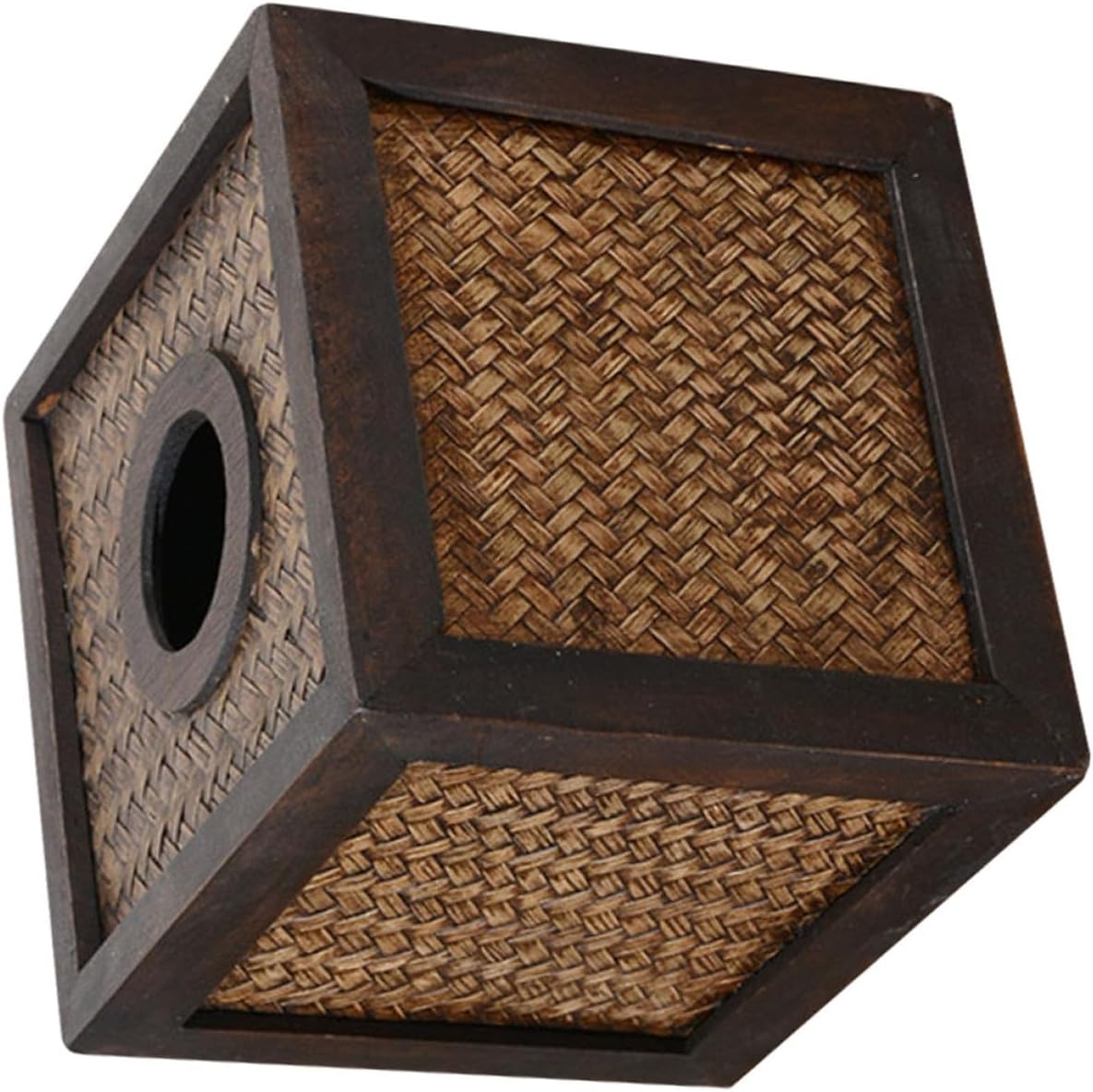 Hand Woven Natural Tissue Box Cover, Square Wicker Napkin Holder for Home and Bathroom, Decorative Tissue Storage Organizer
