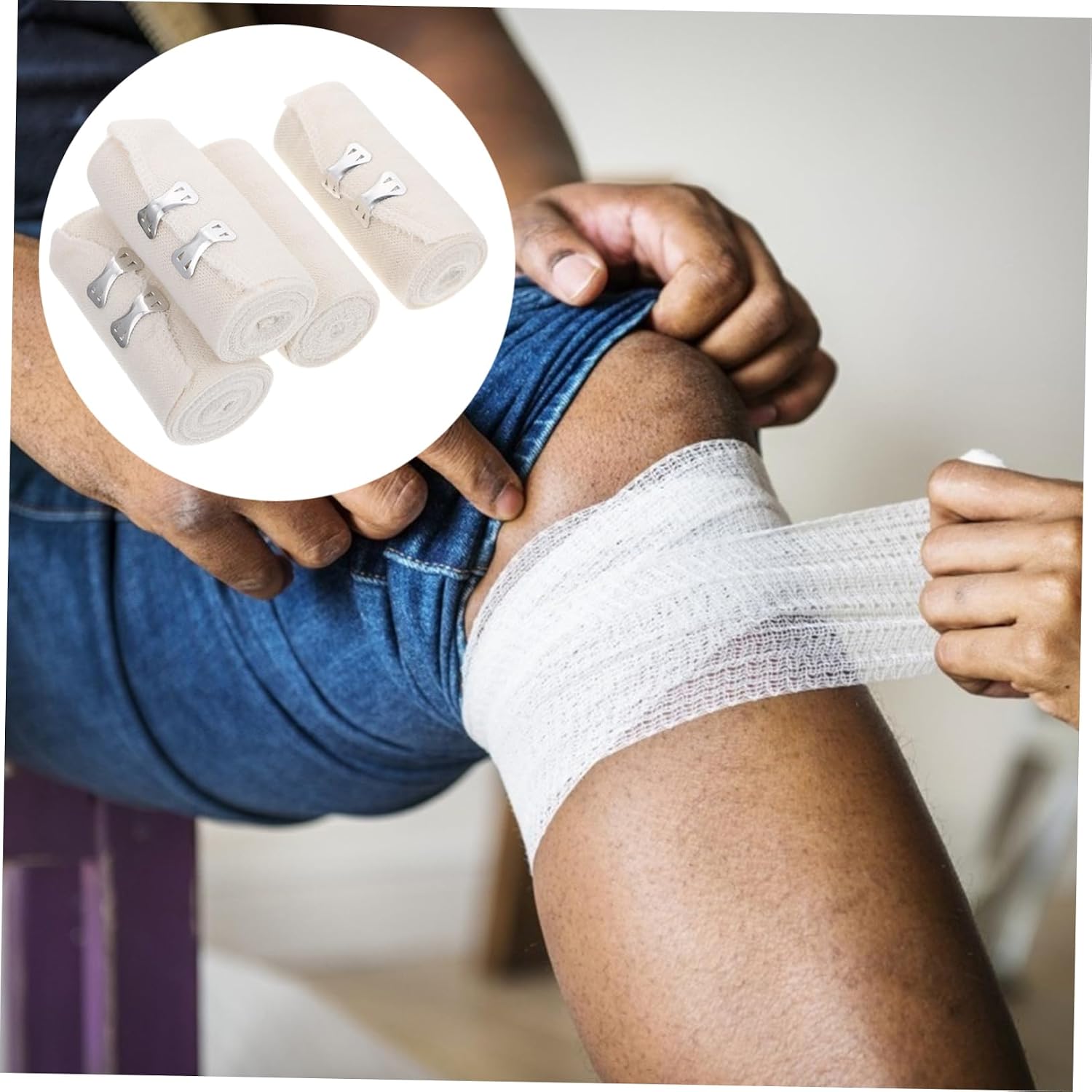 SUPVOX 10pcs Elastic Compression Bandages Wraps for Sports Thick Elastic Bandages with Clips for Wrist Ankle Knee and Foot for Injury and Support