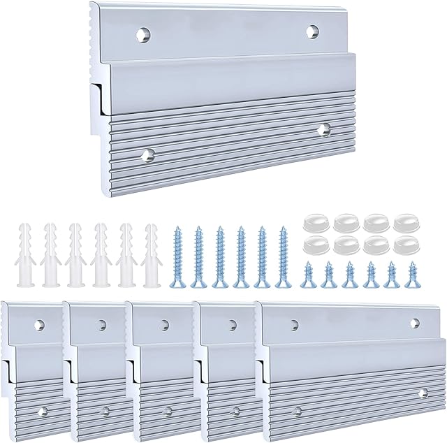 4'' French Cleat Picture Hanger, Heavy Duty Aluminum Z Clips with Screws, Interlocking Wall Mounting Brackets for Hanging Panel, Whiteboard, Cabinet, Shelf, Headboard, Art (6 Pairs, Support 50 lbs)