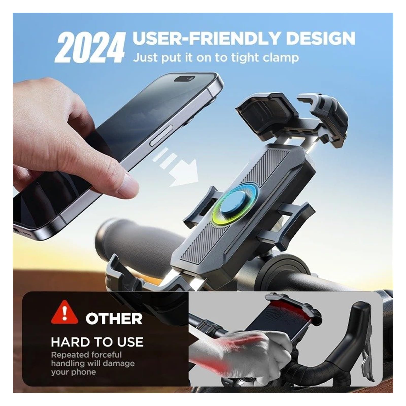 Support GPS Moto Support Téléphone pour Vélo 4,7 À Pouces Nouvelle Tige Direction en Métal Améliorée 1s Verrouillage Automatique Fixation Guidon Moto