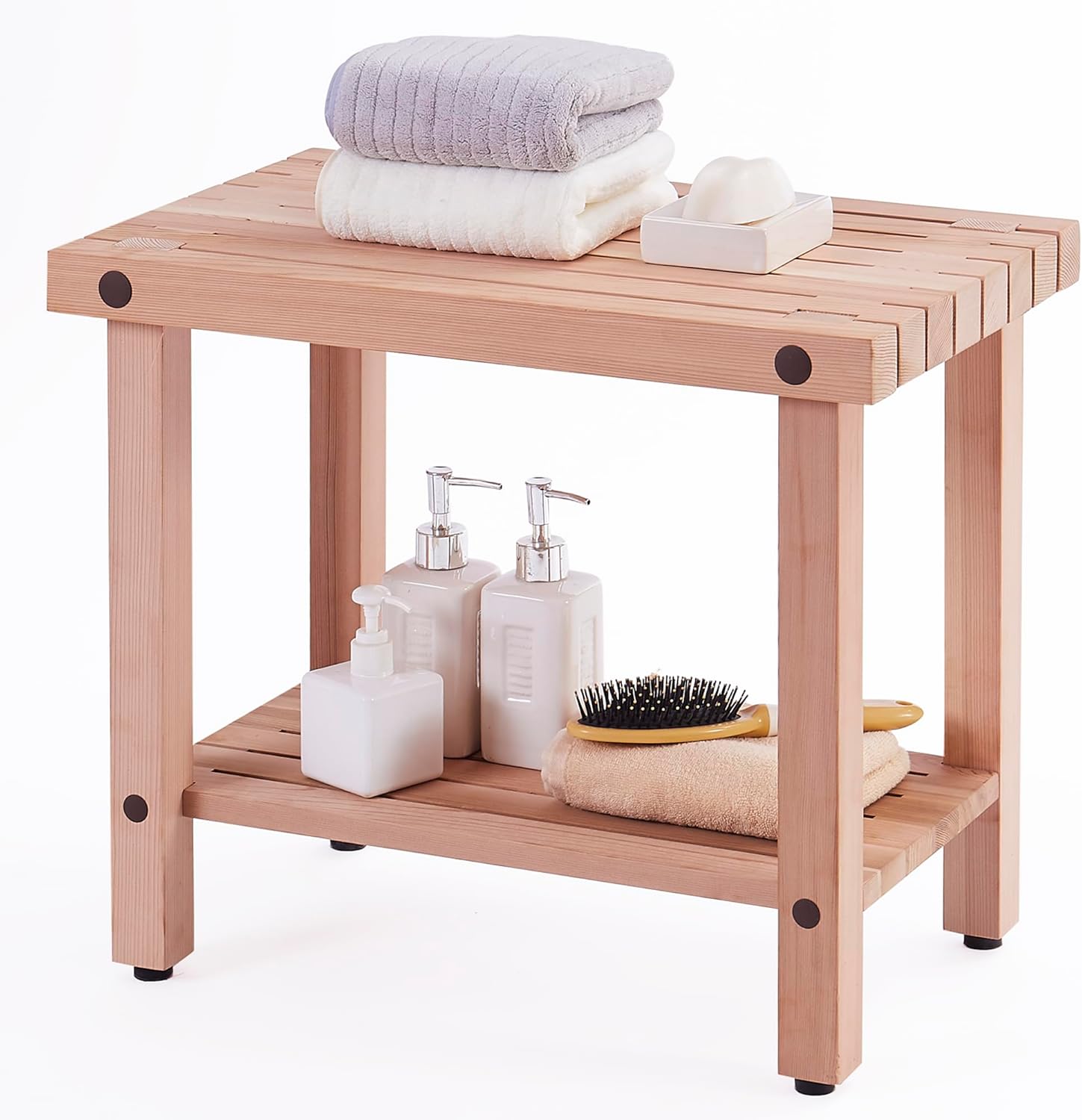 Amazon.com: bingaai Cedar Wood Shower Bench 22" - Strong, Soft ...