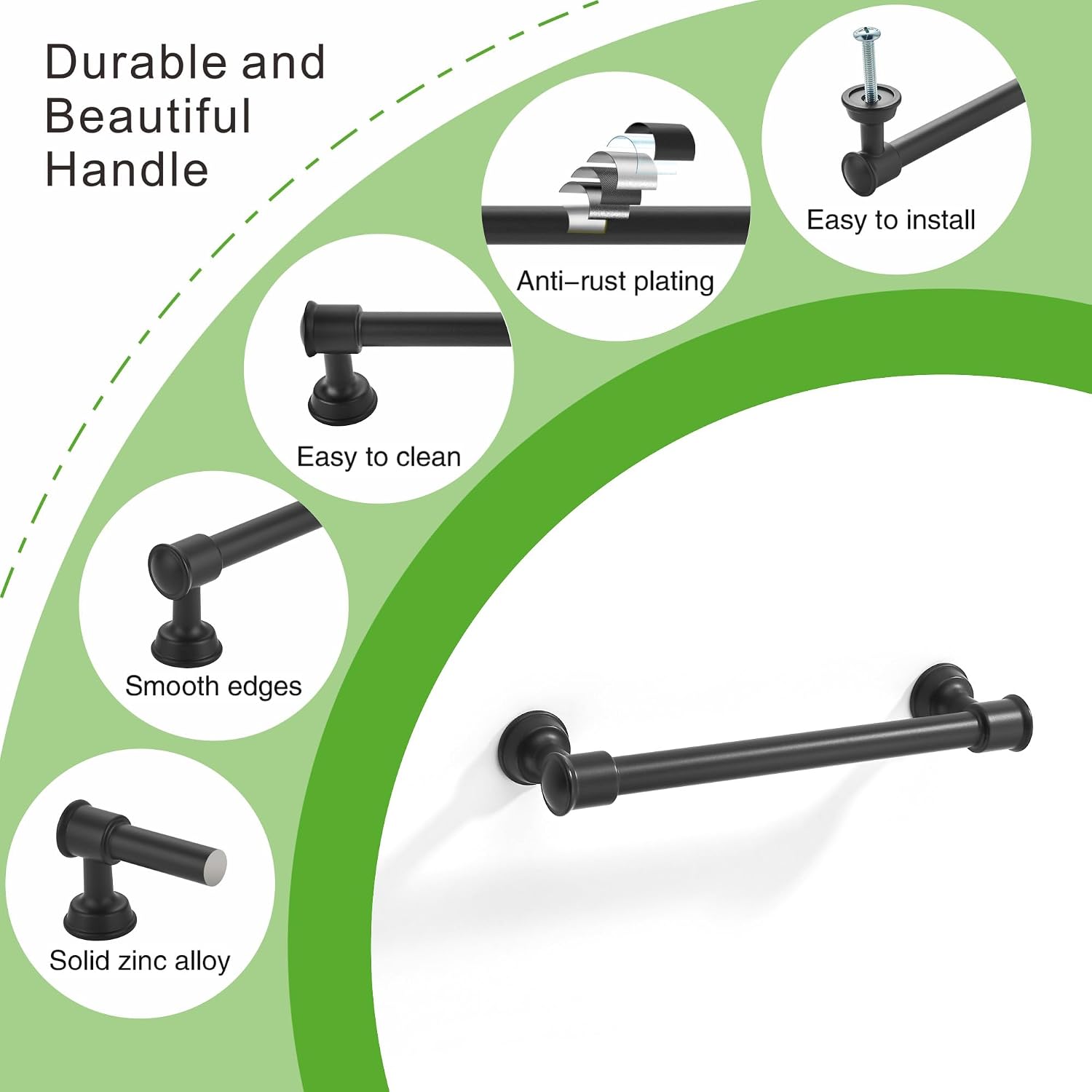 TUNNY 10 Pack Cabinet Handles-5"/128mm Screw Spacing Matte Black Cabinet Pulls Drawer Pulls Cabinet Hardware Kitchen Cabinet Handles for Bathroom Dresser Pulls TU10187