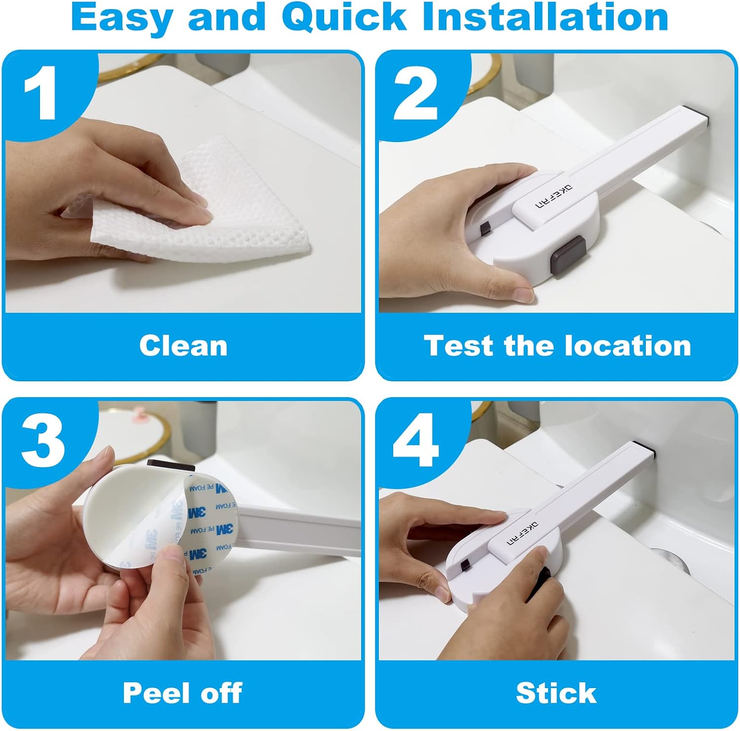 Toilet Locks Baby Proof - OKEFAN Toilet Seat Lock Child Safety for Toddlers Adhesive Kids Proofing Toilet Lid Lock Easy to Install No Drill Needed (2)