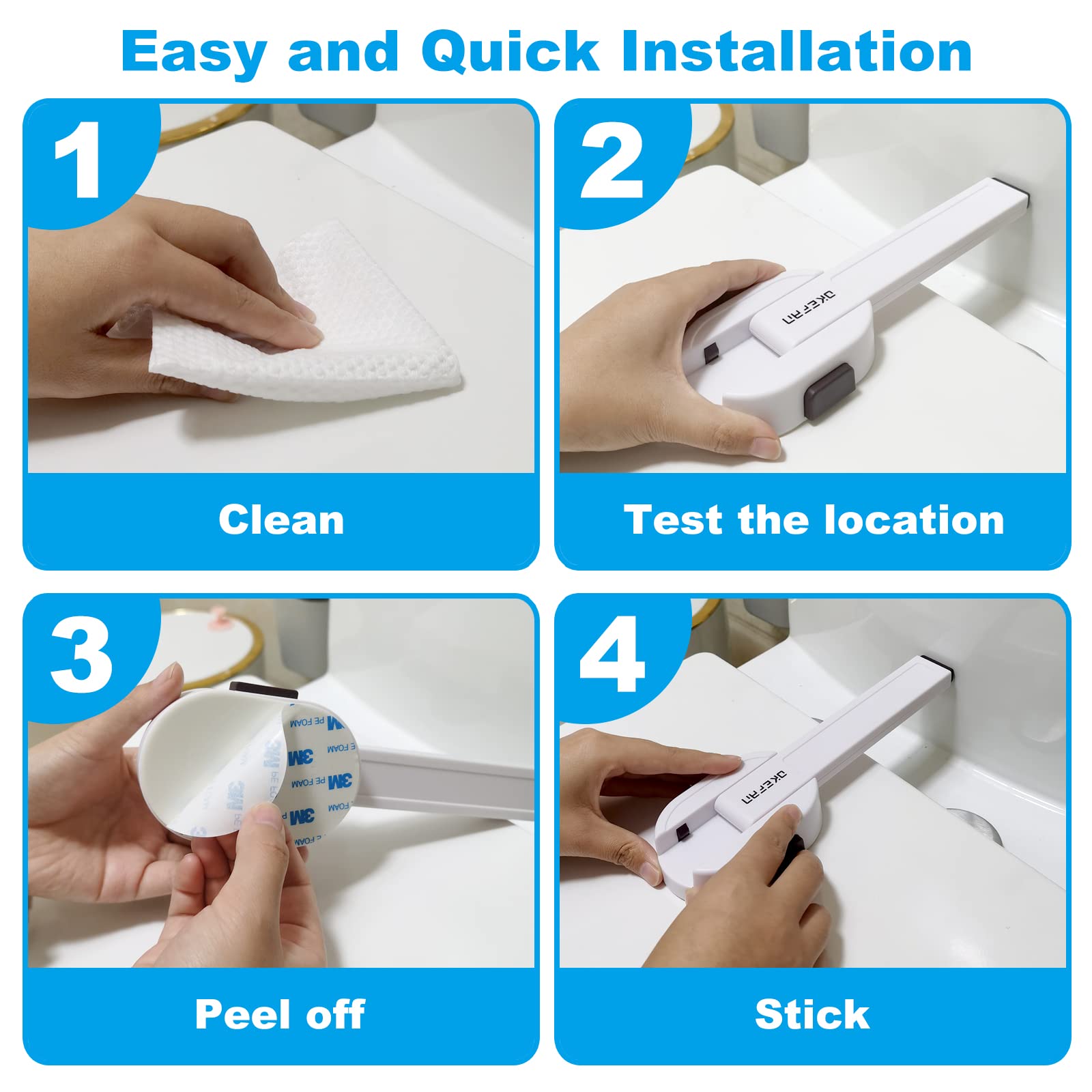 Toilettenschlösser Baby Proof – OKEFAn WC-Sitzschloss Kindersicherung für Kleinkinder Klebe Kinder Proofing Toilettendeckelschloss Einfach zu installieren, kein Bohren erforderlich (1)