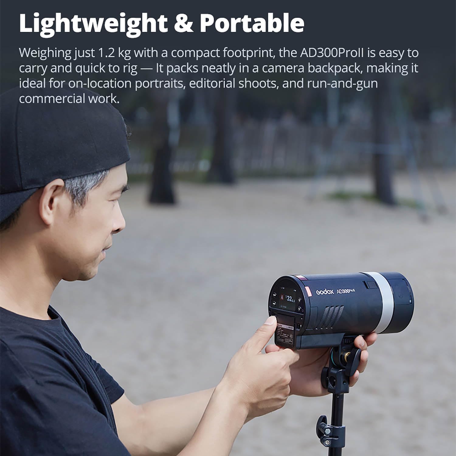 Godox AD300Pro AD300 Pro II AD300ProII 300Ws Flash al Aire Libre, 12W Bi-Color 2800K-6000K, Sistema X inalámbrico 2.4G, TTL HSS,Compatible con Canon Nikon Sony Fuji Olympus Pentax Camera