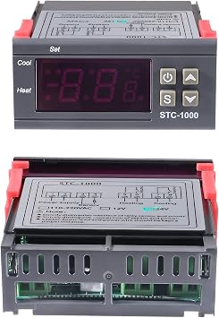 2pcs STC-1000 Digital Temperature Controller DC 12V 10A Digital LED Temperature Controller Thermostat Control Switch 2 Relay Output Cooling Heating and NTC Sensor Probe