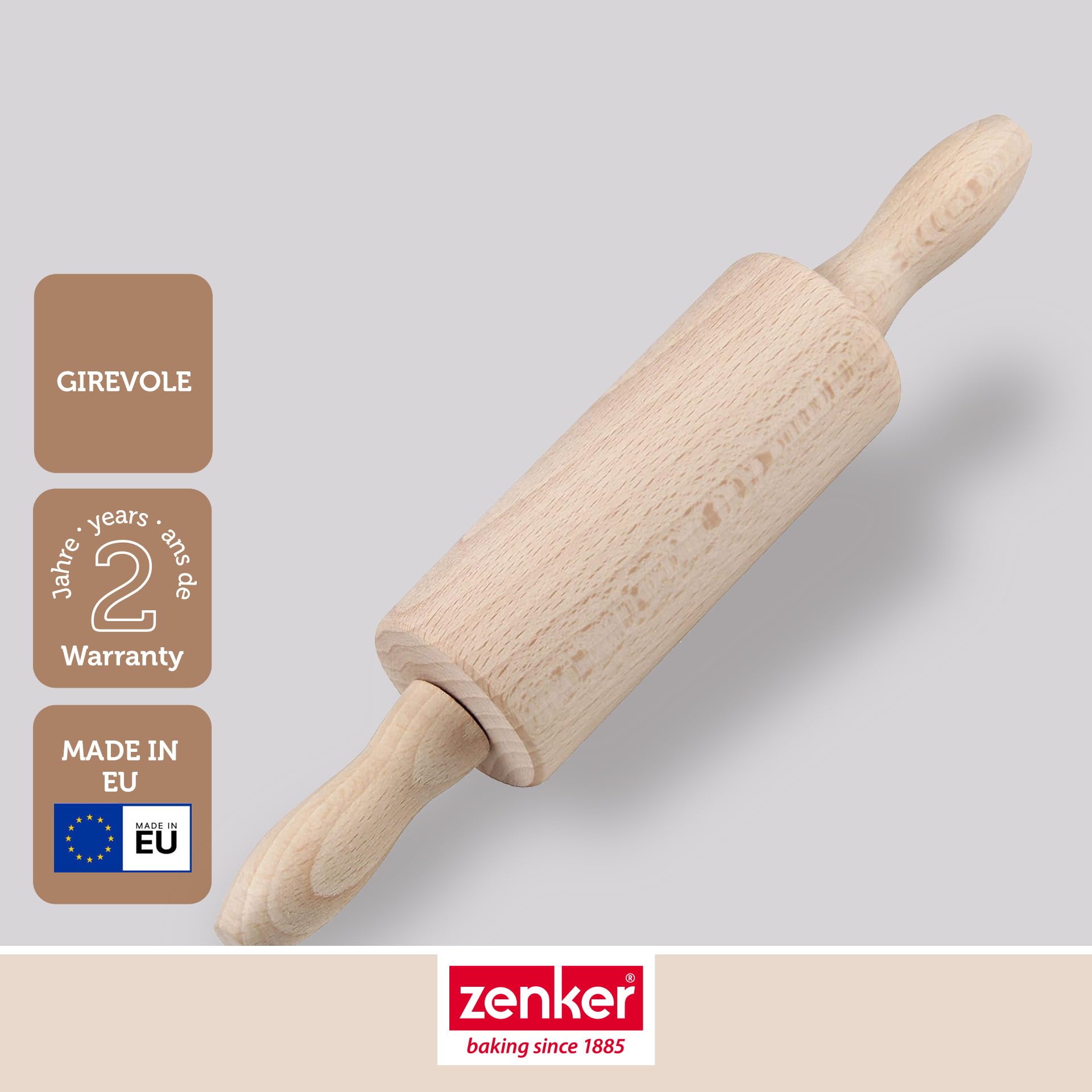 Zenker Mini wałek do ciasta – Optymalnej jakości wałek do pieczenia z drewna bukowego, 230 x 45 x 45 mm,optymalny dla miłośników pieczenia, drewno