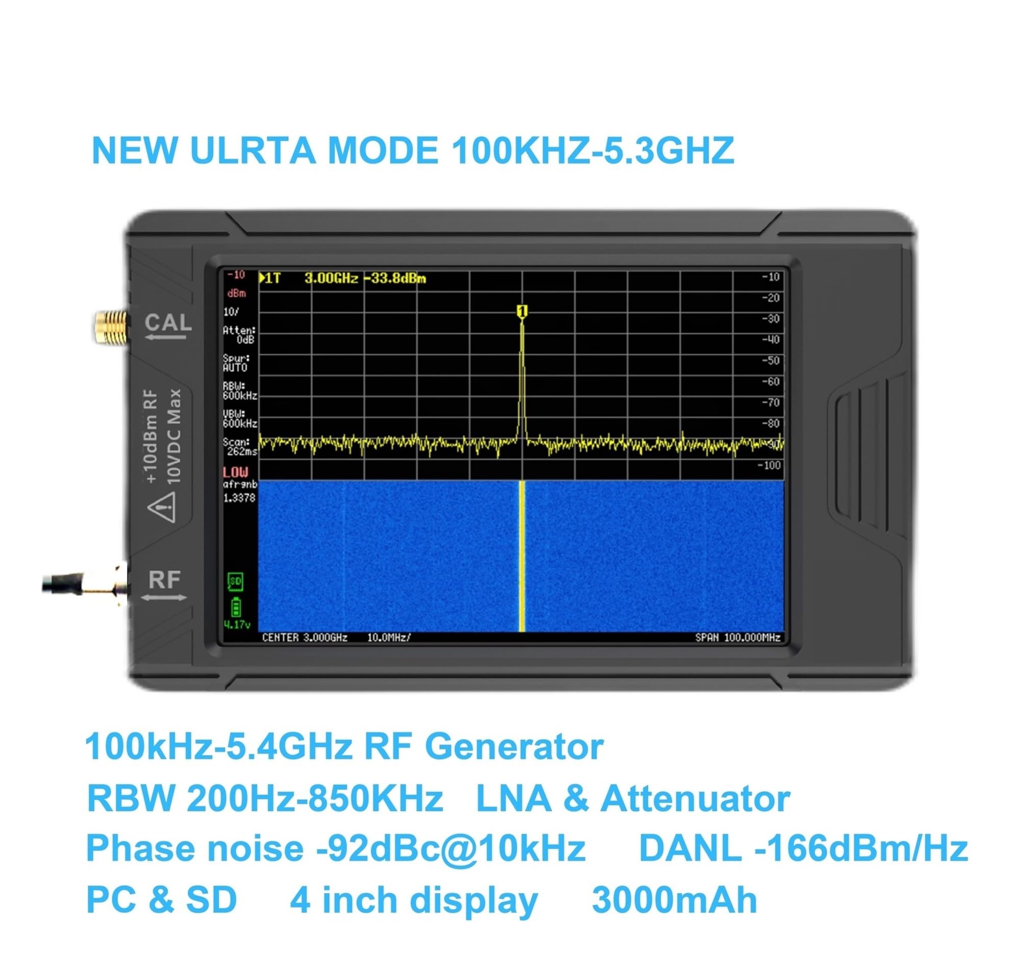 Analizador de Red, Analizador de espectro Tiny portátil pantalla táctil de 4 pulgadas batería integrada