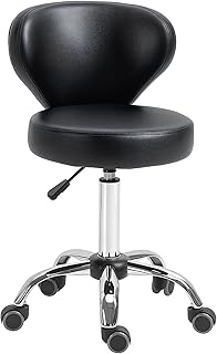 HOMCOM Rollhocker höhenverstellbar 73-88 cm Drehhocker mit Rückenlehne Rädern 360° drehbar Arbeitshocker Bürohocker Hocker für Massage Büro Salon Spa Schwarz