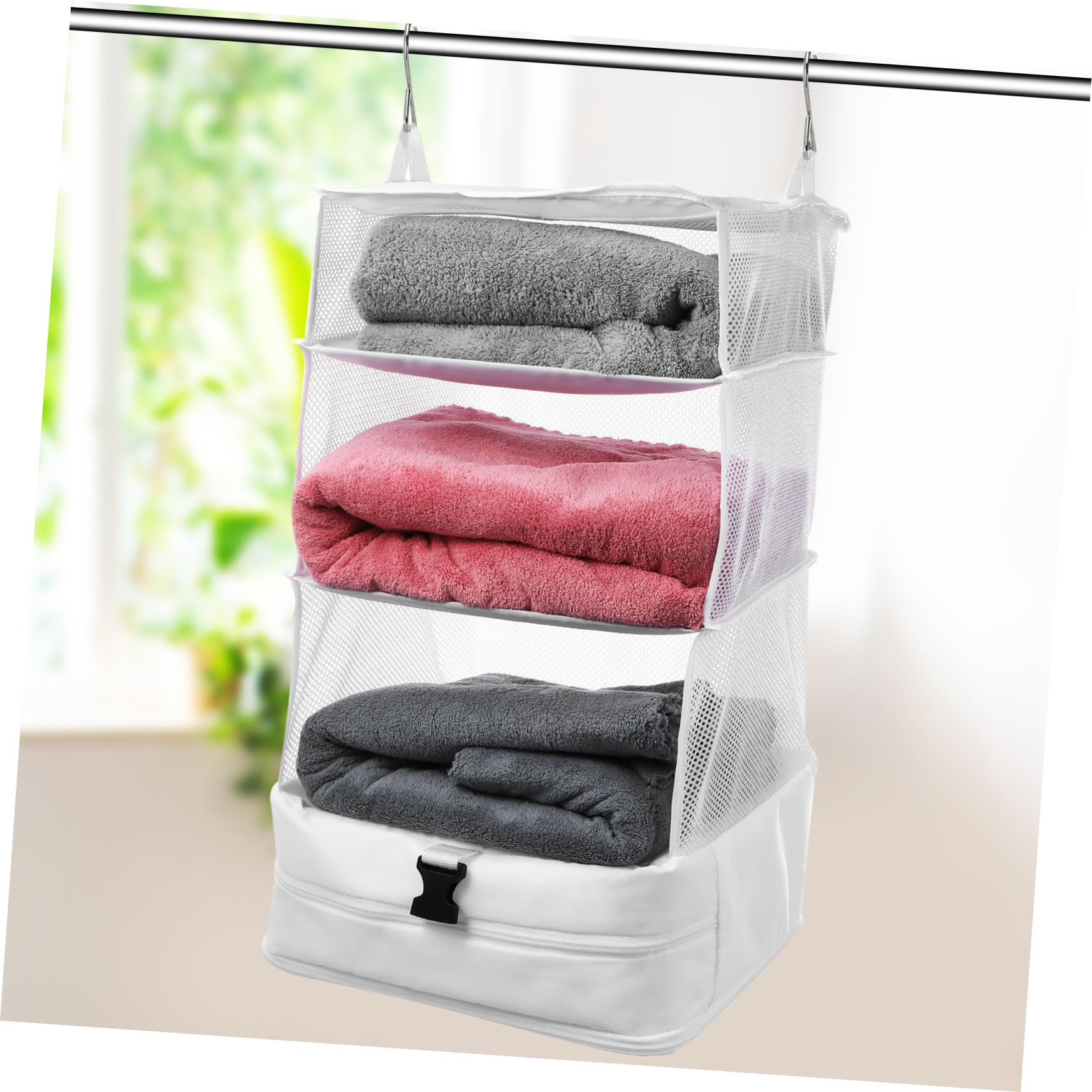 Cabilock de Embalaje Colgante de Tela Oxford y Es Fácil de Usar Cubo Blanco para Organizar Ropa Múltiples Compartimentos Protege la Ropa de Suciedad en Viajes y Armarios