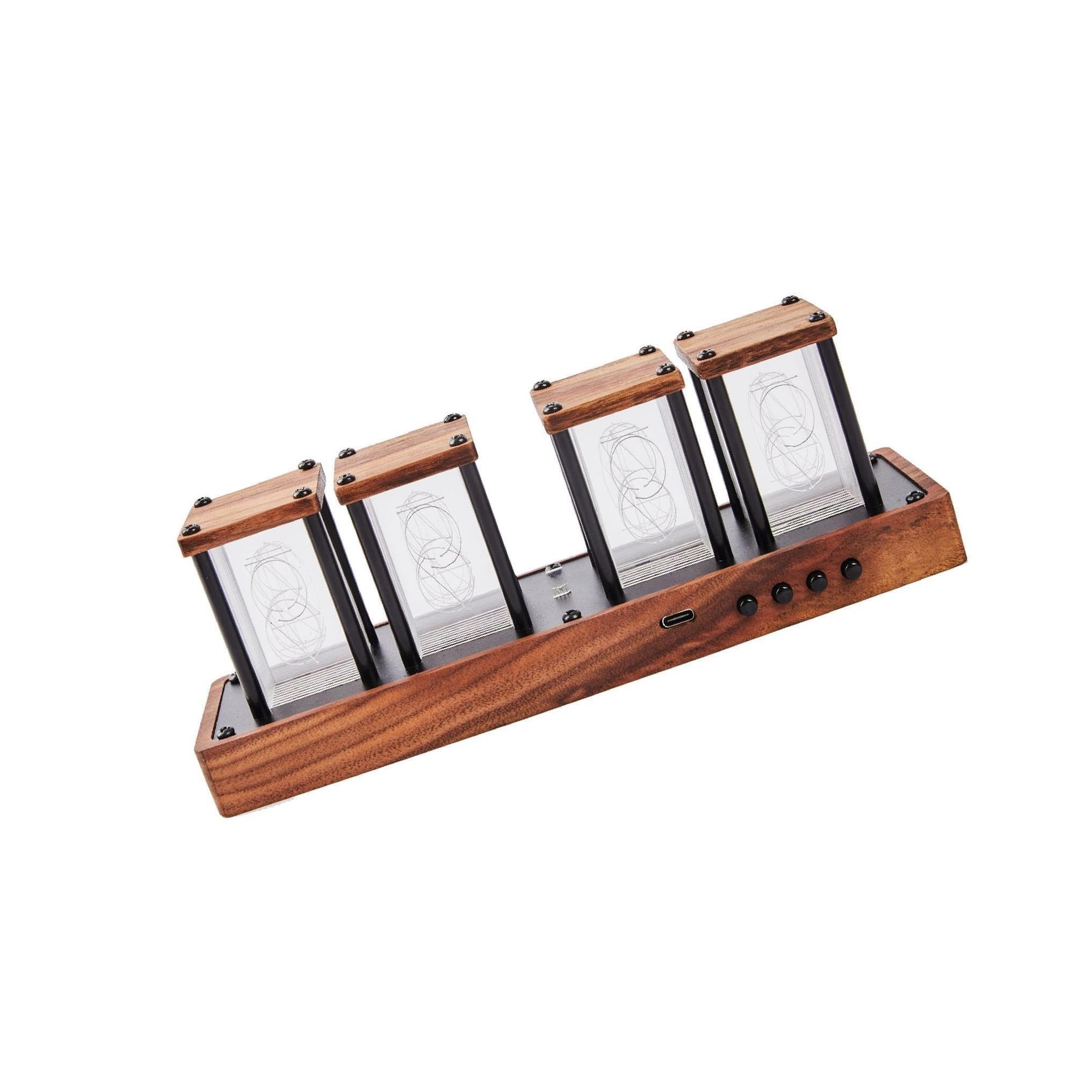 YUSSEQDD Stylish RGB Nixie Tube Clock LED Desktop Clock Alarm Clock Glow Tube Decor