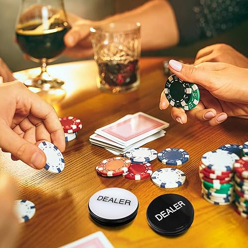 Miniatura 7 de GSE Games & Sports Expert Botón de crupier acrílico de 3 pulgadas, botón de póquer de grado casino para juegos de cartas de juego, Texas Hold'em,