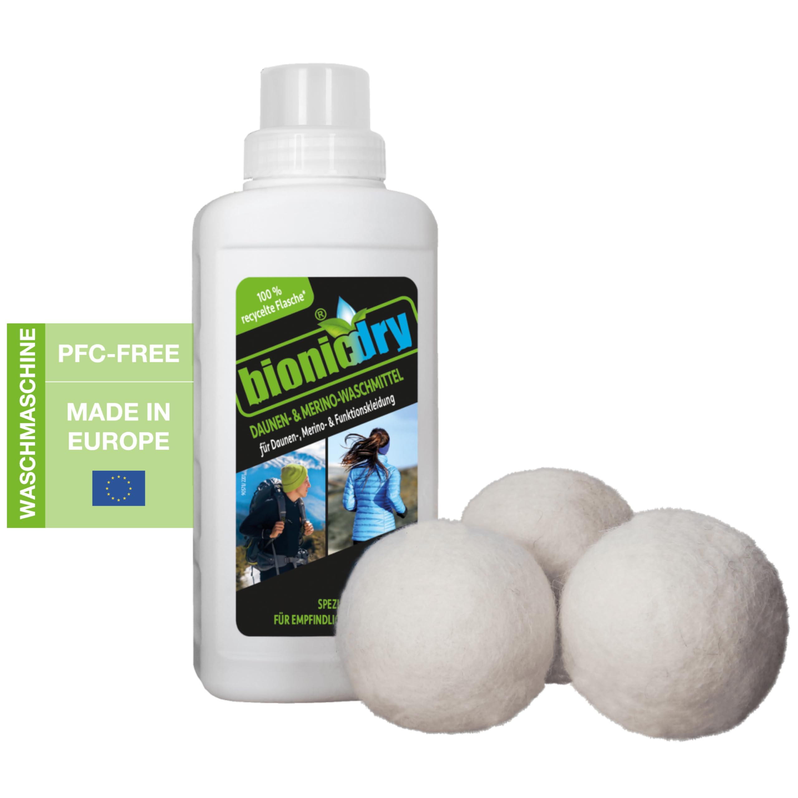 bionicdry Waschmittel-Set für Daunen-, Merino- & Funktionskleidung hygienische schonende Reinigung empfindlicher Materialien, Daunenjacken, 