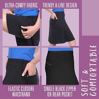 Kosher Casual Skirt with Shorts Underneath, Swim Skirt with UPF 50+ Protection