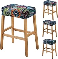 Vista 28 de YISUN Fundas de taburete rectangulares, paquete de 2 fundas elásticas impermeables para asiento de silla de montar, taburetes de bar, sillas de bar