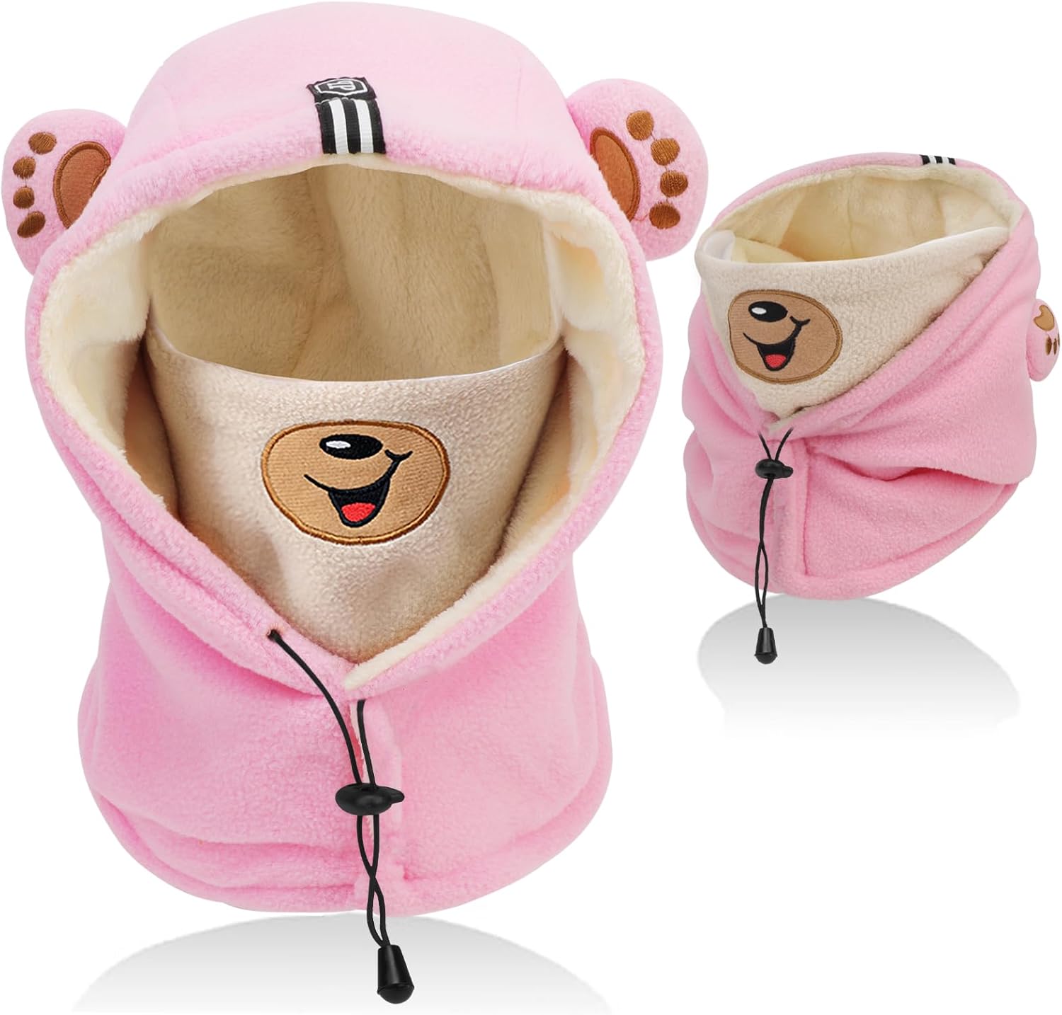 AYPOW Thermofleece bivakmuts voor kinderen, 4-10 jaar, multifunctioneel winddicht gezichtsmasker, skimasker, warme gebreide fleece muts, capuchon, halswarmer, sjaal voor jongens en meisjes