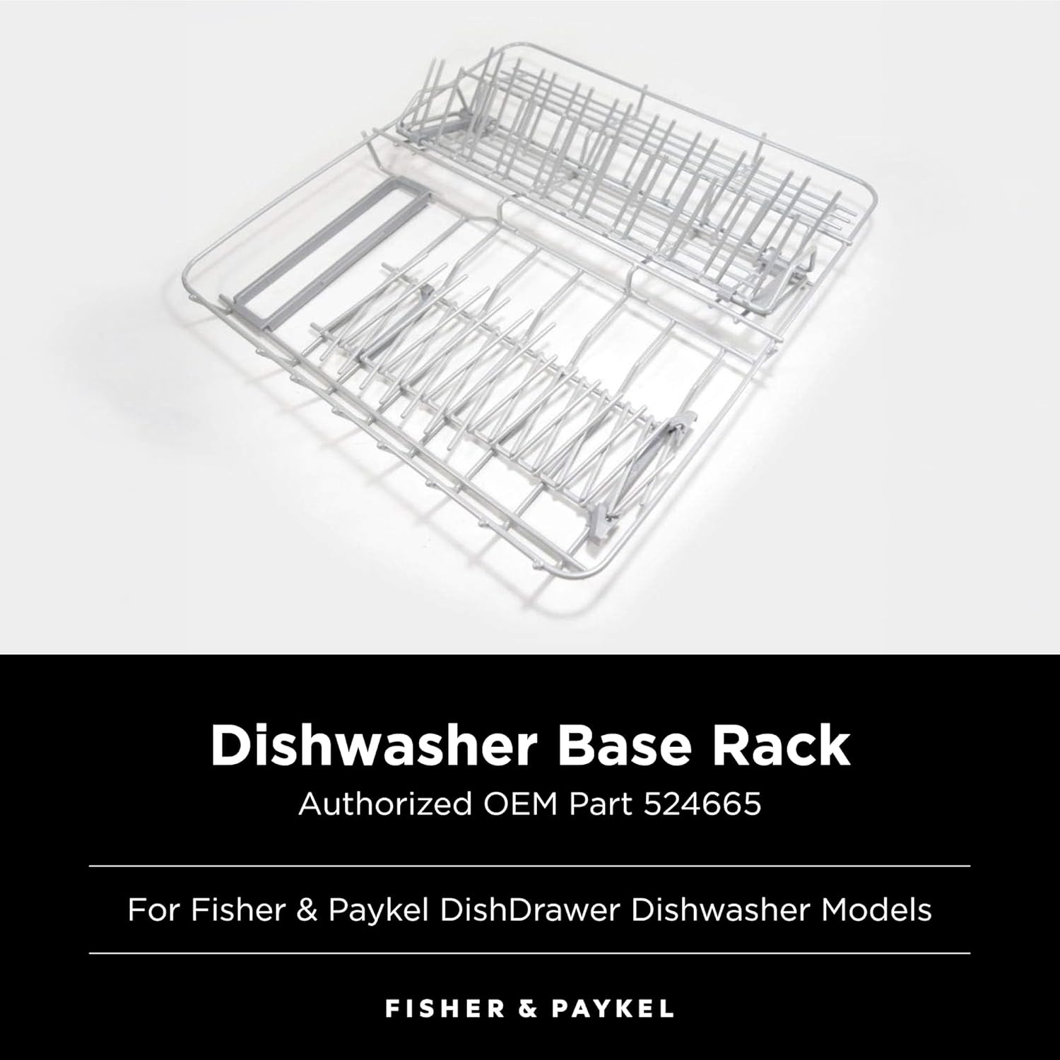 Dishwasher Base Rack with Folding Tines for Fisher & Paykel DishDrawer Dishwashers - 524665 Dishwasher Rack Replacement Part for Models D602, DS602, DD603, DS603, DD605, DS605, DD124C, DD224C