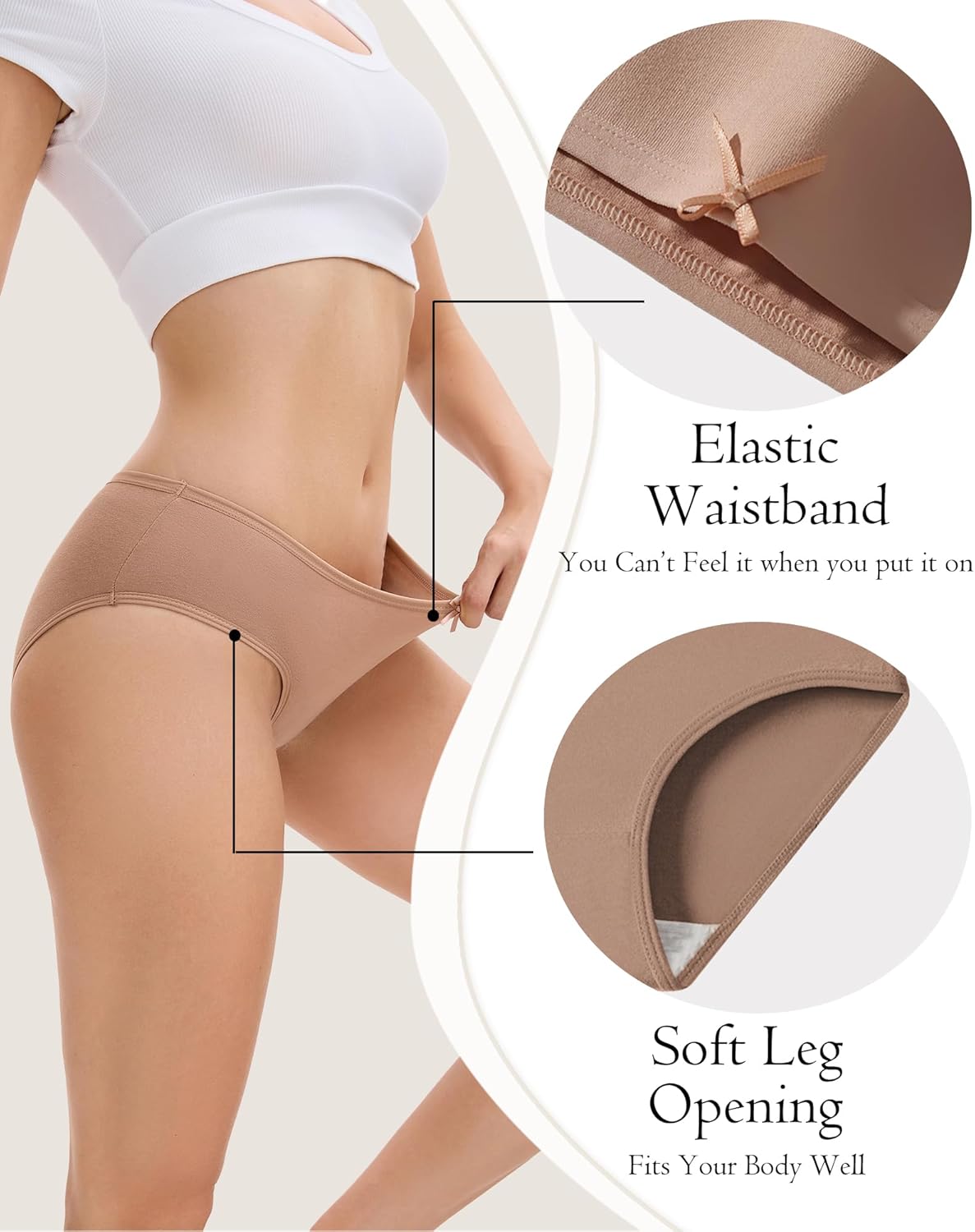 Cotton Hipster Underwear No Show Briefs Soft Stretch Breathable Full Coverage 6 Pack Multicolor - Image 6