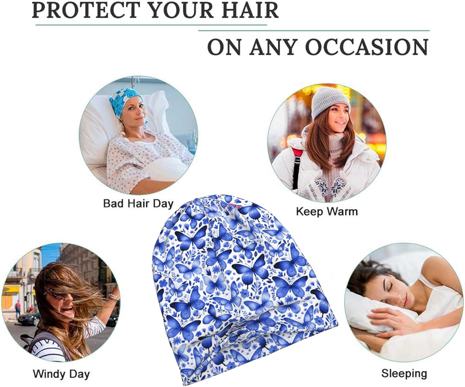 Floral Dog Womens Slouchy Beanie Cotton Chemo Caps Cancer Headwear Hats Turban Baggy Skull Sleep Scarf - Image 5