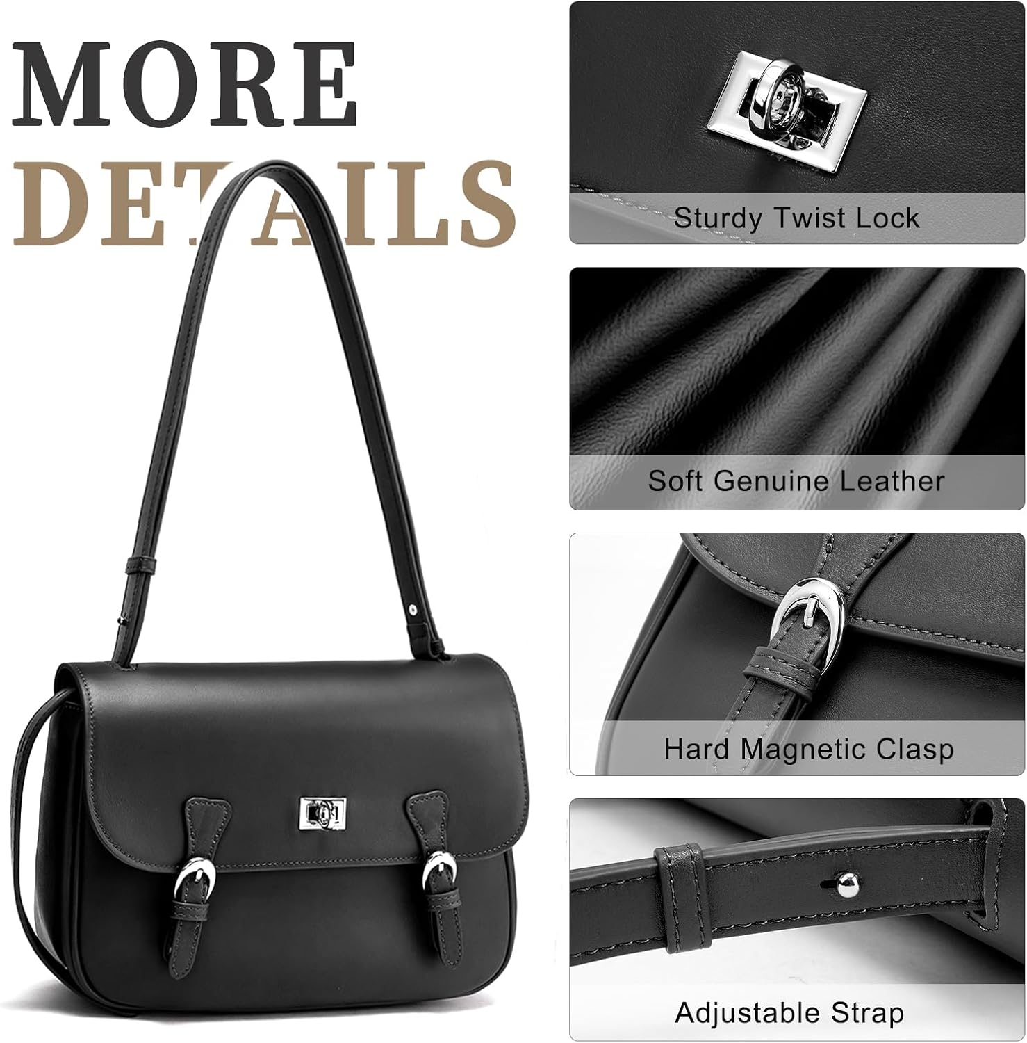 Genuine Leather Shoulder Bag for Women: Designer Crossbody Purse for Ladies - Trendy Leather Handbag for Travel - Image 6