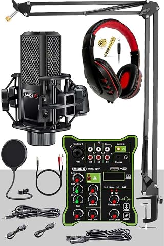 Midex MX-2020 Functional Paket-2 Stüdyo Mikrofon Ses Kartlı Mikser Kulaklık Stand