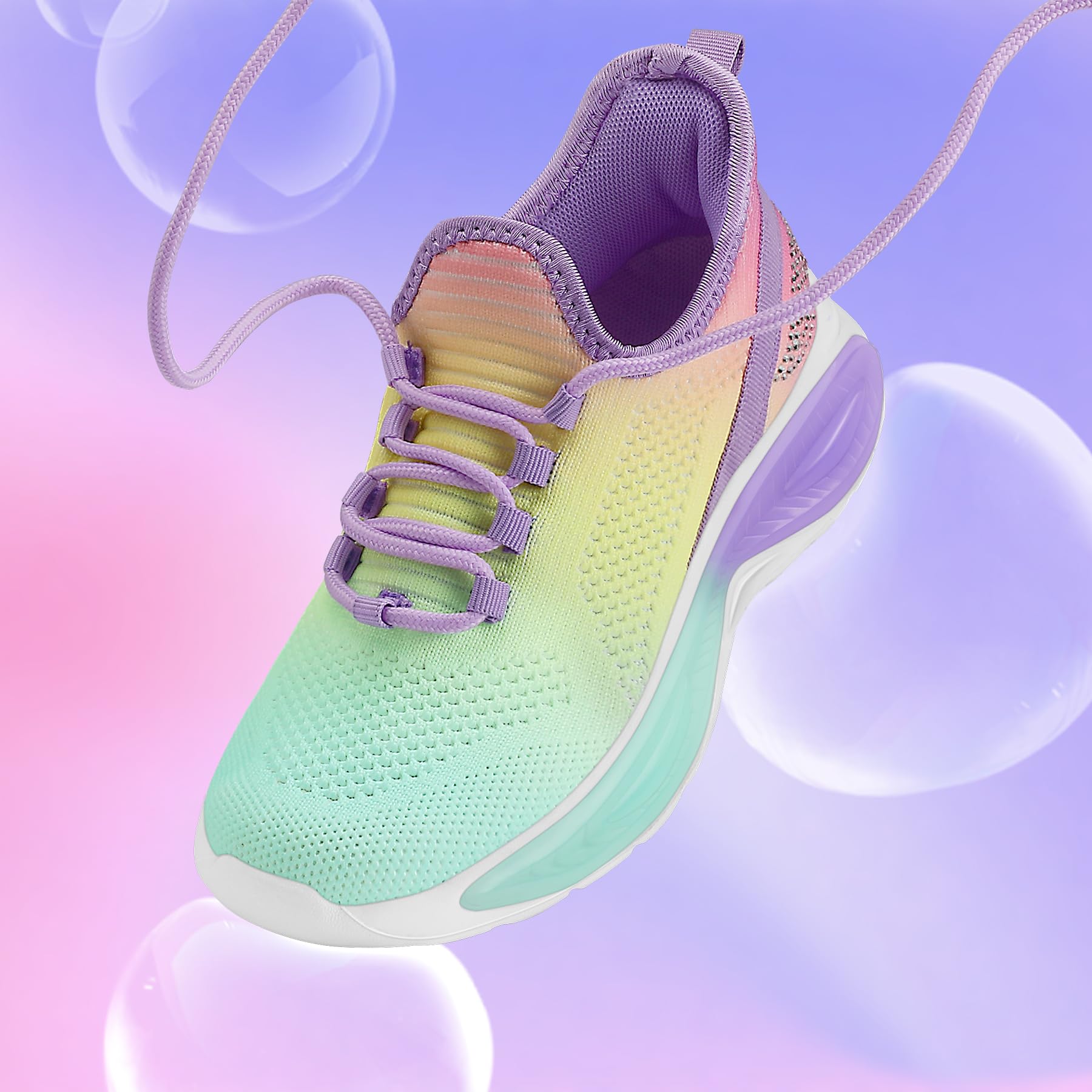 RUNSIDE Scarpe da ginnastica leggere per ragazze, con lacci, da tennis, scarpe da corsa, traspiranti, per bambini piccoli e grandi