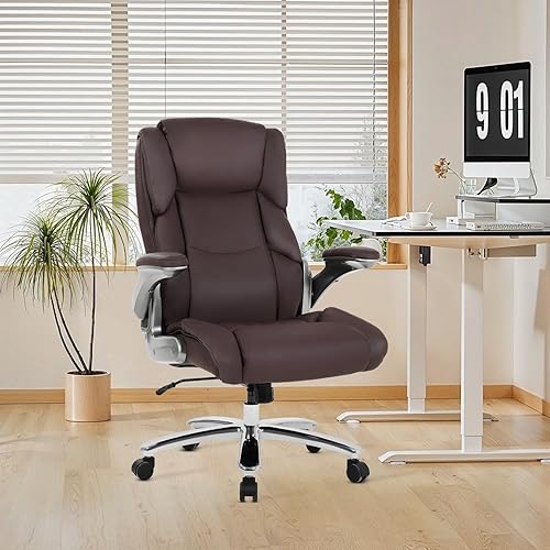Miniatura 2 de PayLessHere Silla de oficina grande y alta, silla de escritorio ajustable de cuero ejecutivo de 400 libras con reposabrazos, silla de escritorio