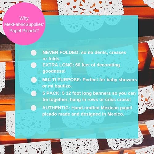 Miniatura 9 de Decoración de fiesta de baby shower para niño o niña, más de 60 pies de papel de seda blanco Picado blanco guirnaldas con ángeles, caballos