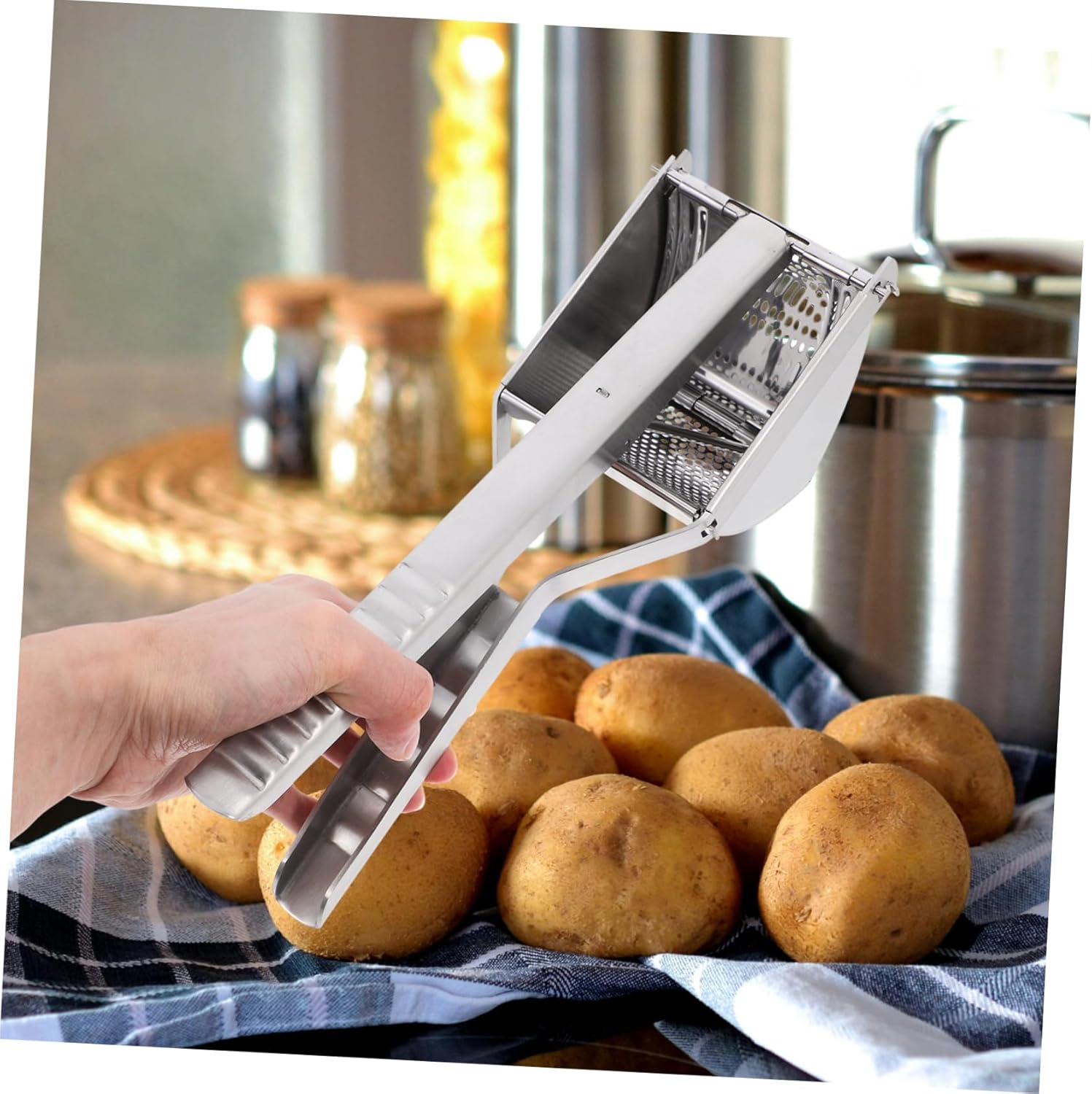VALICLUD Stainless Steel Potato Ricer and Fruit Press Manual Masher for Effortless Garlic and Vegetable Puree for Home Cooking and Meal Prep