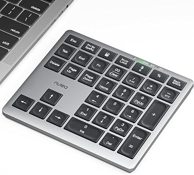 Nulea عدد لاسلكي لوحة بلوتوث 5.0 & 2.4 G لوحة المفاتيح الرقمية المحمولة، USB-C قابلة للشحن، 34-مفاتيح بلوتوث لوحة المفاتيح لإدخال البيانات، متوافق لأجهزة الكمبيوتر المحمول، ماك، آي ماك، الكمبيوتر اللوحي، سطح المكتب PC