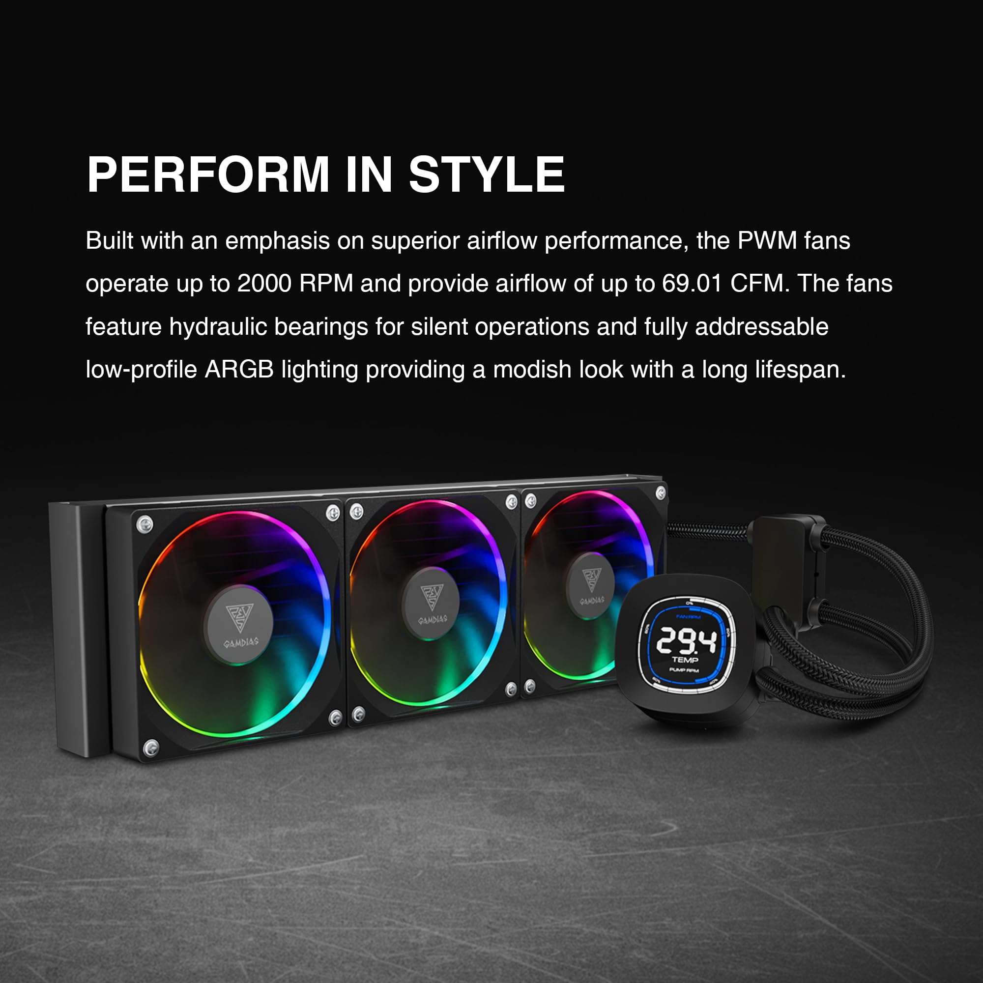 Amazon.co.jp: GAMDIAS 360mm CPU液体クーラー AIO 2.1インチ