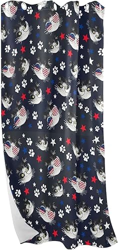 Miniatura 7 de Paw Cat July 4th Independence Day Blackout Curtain 84 inches Length Window Curtain Panels for Apartment Drapes for Sliding Glass Doors Sheer