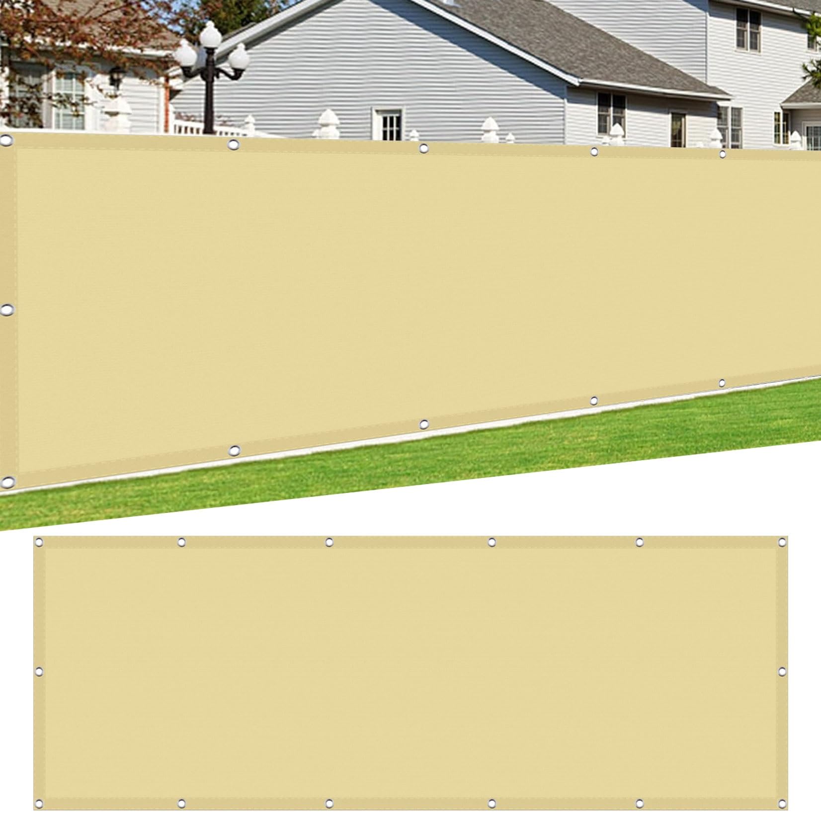Toile ombrage 160 x 350 cm pour abriter le balcon du vent et de la pluie couleur sable