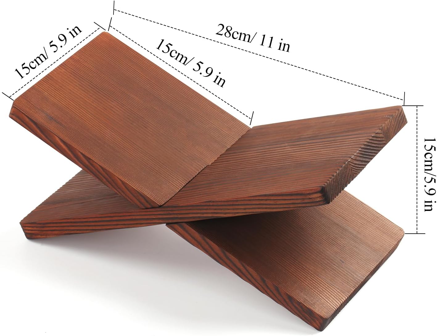 Wood Book Stand for Reading - Book Display Stand, Cook Book Stand, Textbook Stand, Recipe Book Holder Stand, Open Book Holder (Black) (Redwood)