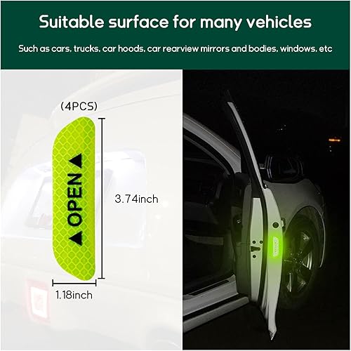 Miniatura 2 de 4 calcomanías reflectantes de seguridad para puerta de automóvil, visibilidad nocturna, logotipos de advertencia de seguridad automática, tira