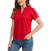 Womens V-Neck Quick Dry Polo, Short Sleeve Golf Tennis Office Casual Top