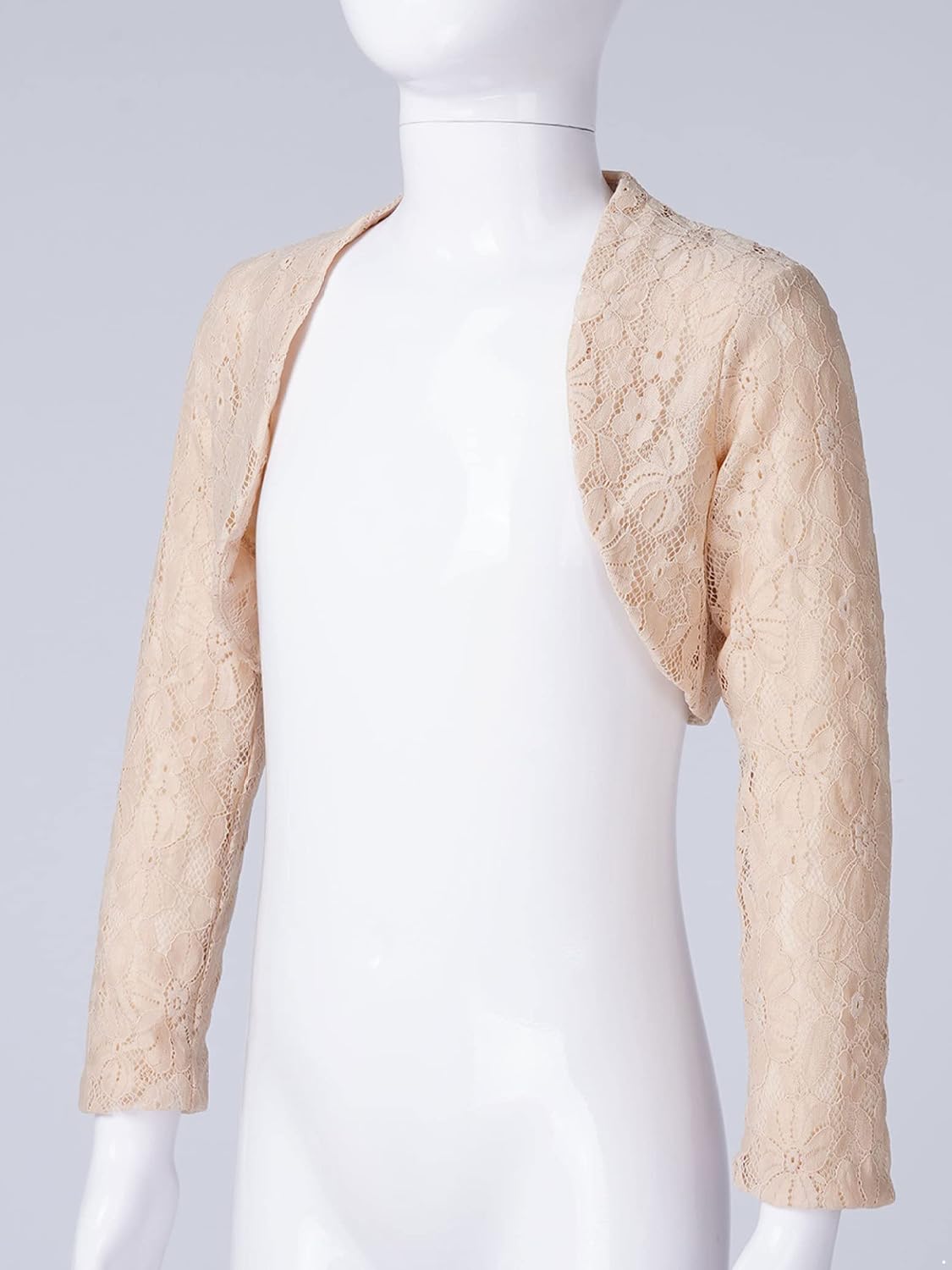 Girls Floral Lace Long Sleeve Cropped Cardigan Bolero Shrug Wedding Bridesmaid Dress Accessories