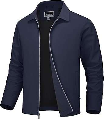 MAGNIVIT Mens Lightweight Jackets Light Windbreaker Full Zip Up Stylish Golf Coat Business Work Casual Dress