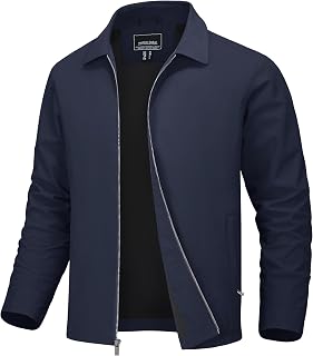 Men's Lightweight Jackets Light Windbreaker Full Zip Up Stylish Golf Coat Business Work Casual Dress