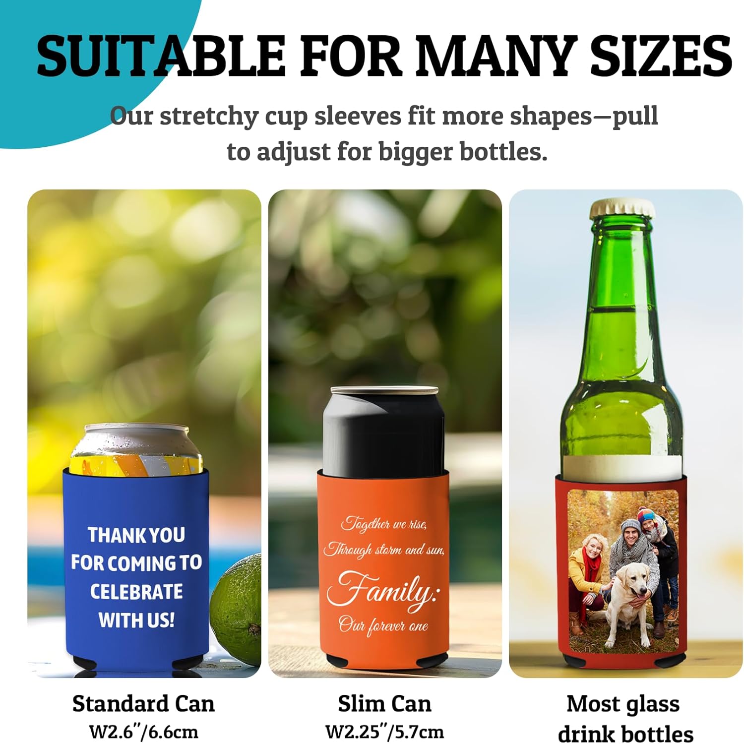 200 Pack Custom Can Coolers Sleeves Bulk, Personalized Insulated Beverage Beer Cooler Drink Holder with Text Logo Image Sleeve for Wedding Favors, Graduation, Parties, Gift (200)