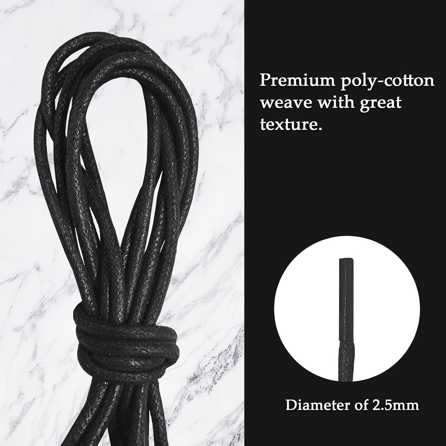 2 Pairs Waxed Oxford Shoelaces for Dress Shoes, 2.5mm Round Replacement Shoe Laces for Business Shoes, 90cm/35.4"