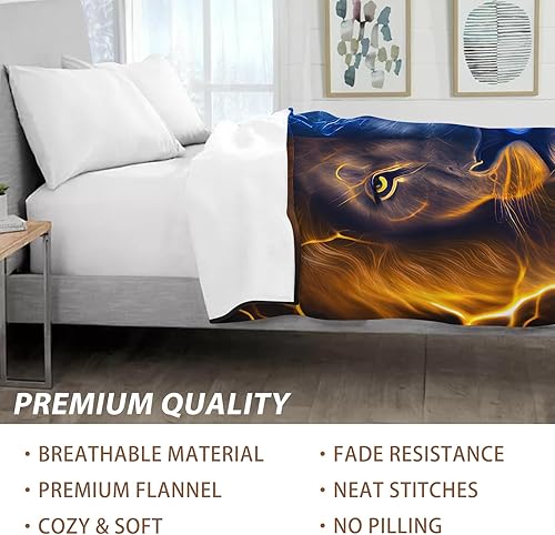 Miniatura 3 de SARA NELL Manta de león, genial manta de león de fuego y rayo de hielo, regalos de león para hombres, mujeres, adolescentes, niños, regalos de león