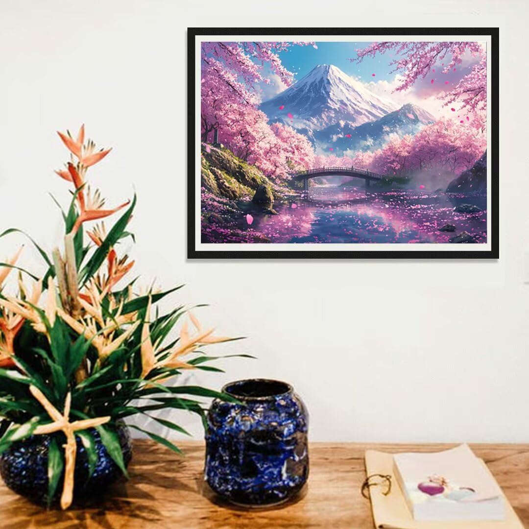 5D Kwiaty Wiśni Malarstwo Diamentowe Malarstwo Zestaw, DIY Dolina Diament Pełne zestawy, Diamentowe zestawy artystyczne dla dorosłych Początkujących, Square Diamond Cross Stitch Painting, Wystrój domu