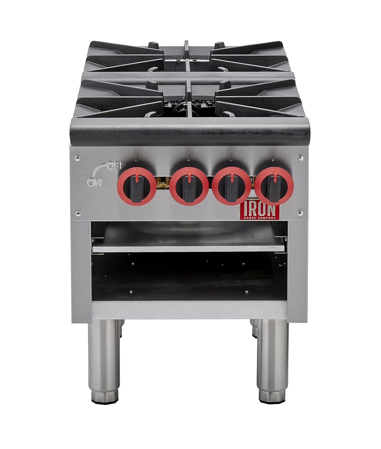 Iron Range IRSP-2B Commercial Natural Gas Stock Pot, 2-Burner, 160,000 BTU, Stainless Steel, ETL Listed, Convertible to LPG, Dual Control Valves, Removable Cast Iron Grates