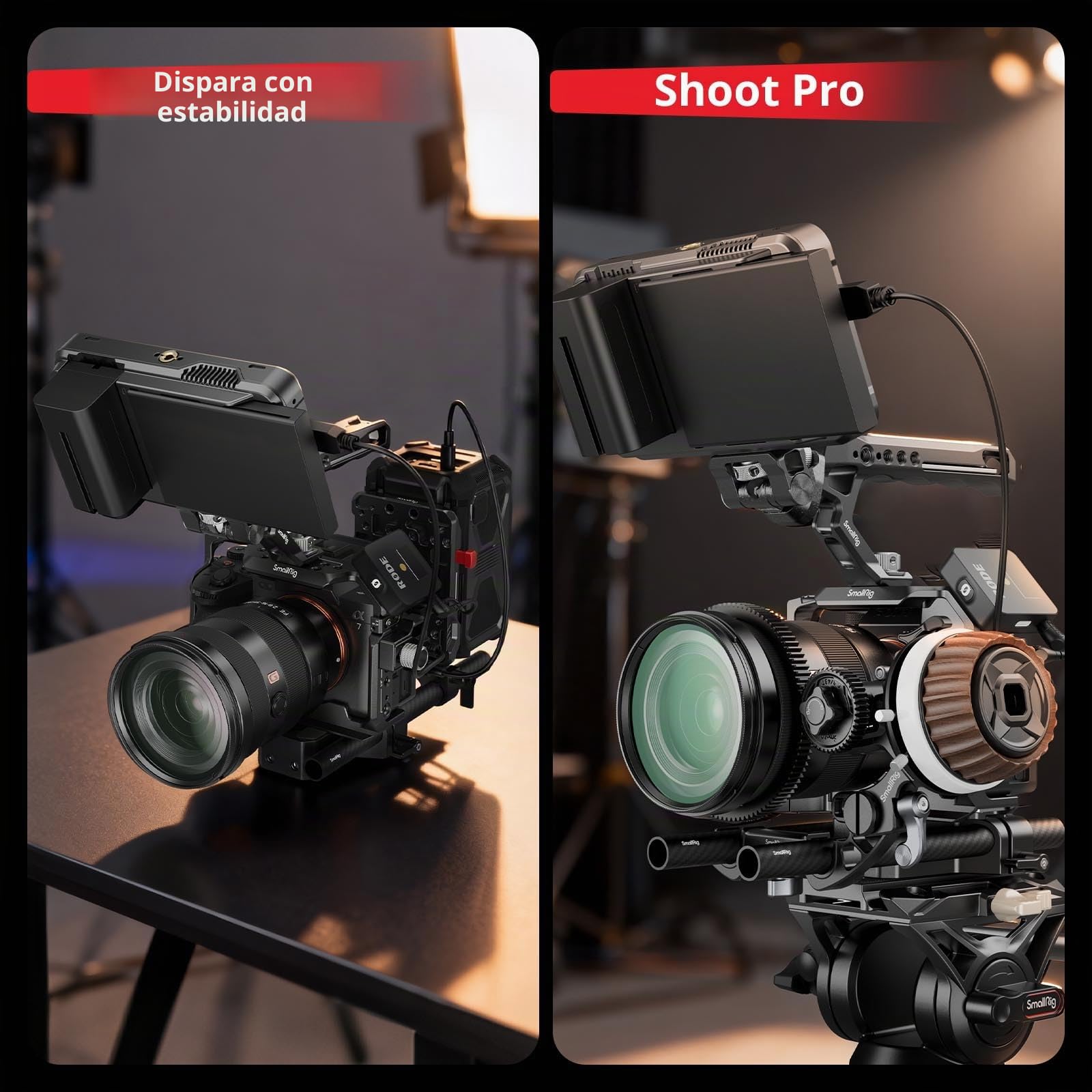 SMALLRIG Kit de Placa Base con Abrazadera para Rieles 15mm LWS, Varillas de Fibra de Carbono 20cm, para Sony A6500/A6600/A6300, Canon R5/R6, Sony A7SIII/A7III - 5609