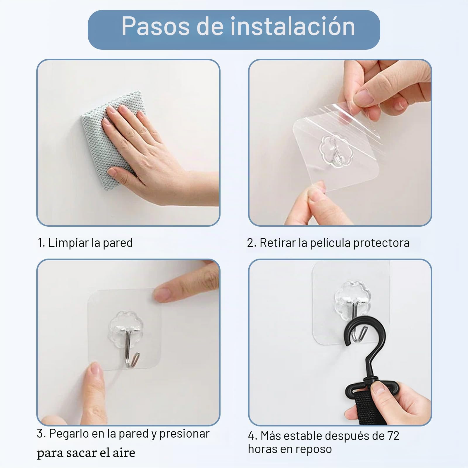 Organizador de Gorras Colgador Vertical 16 Ganchos Acero Inoxidable 2 Ganchos Adhesivos Soporte Pared Puerta Armario