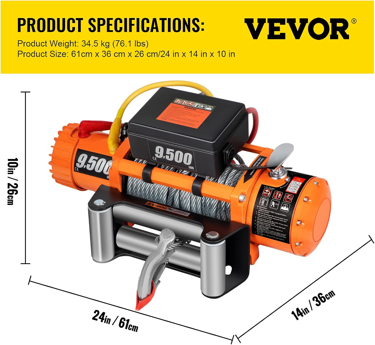 Flash Sale Buy 1 get 1 VEVOR Electric Winch 9500lb Load Capacity Truck Winch Compatible with Jeep Truck SUV 85ft/26m Cable Steel 12V Power Winch with Wireless Remote Control, Powerful Motor for ATV UTV Off Road Trailer