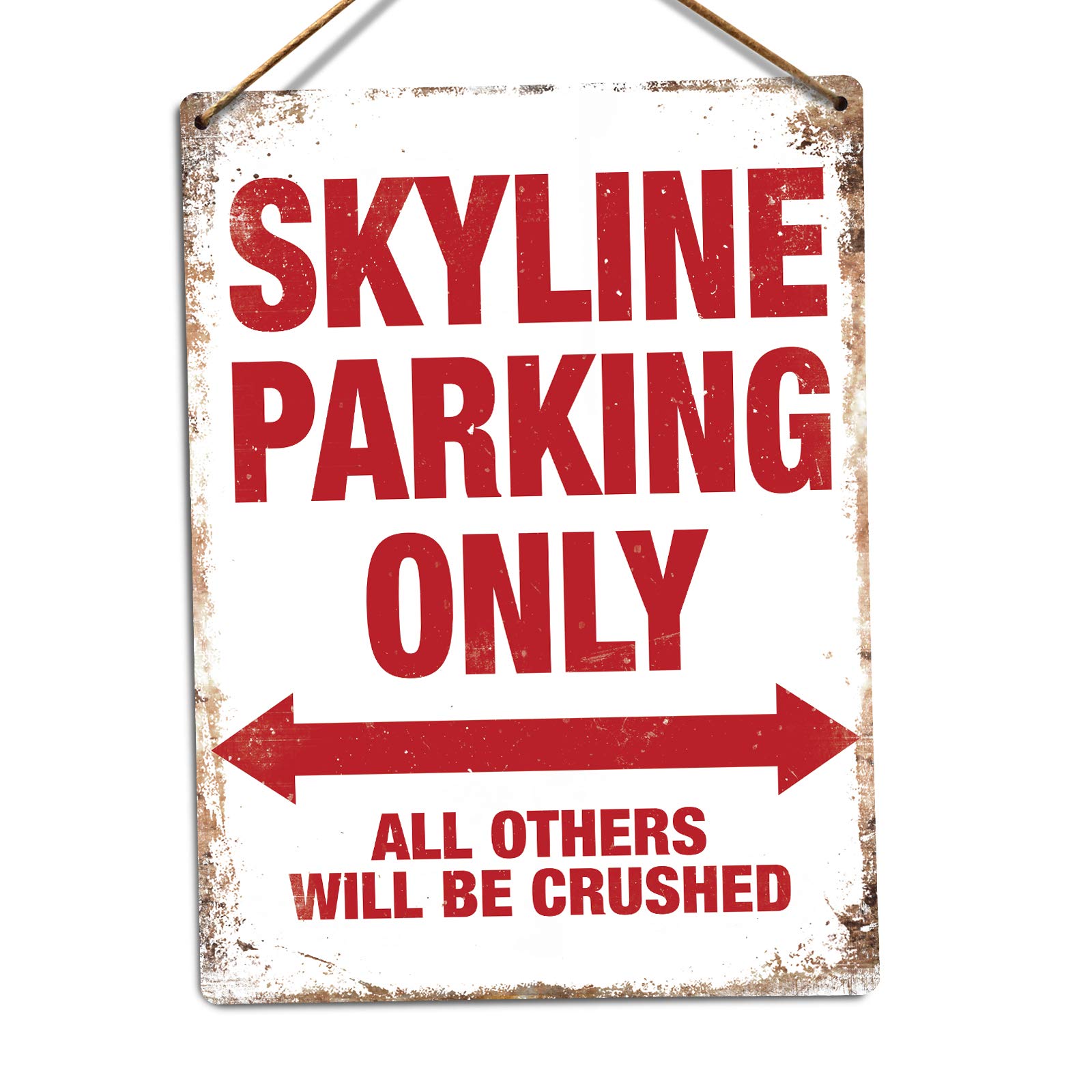 Toasted Merch Skyline Parking Only – Medium Twine | Printed Metal Wall Sign Plaque